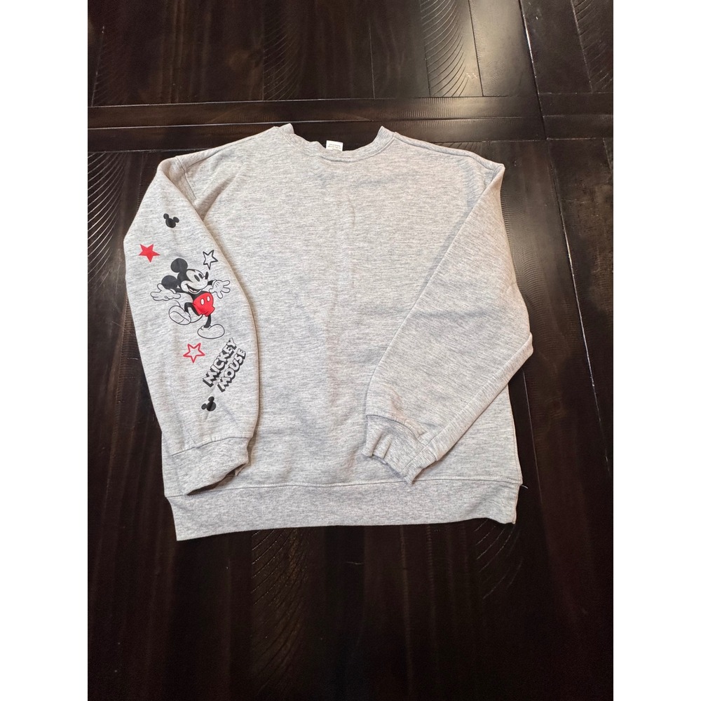Disney Mickey Mouse Oh Boy Heather Gray Puff Print Sweatshirt M 8-10 - Picture 2 of 6